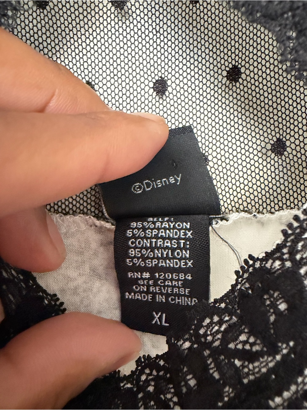 Disney Toile Print Skater Dress XL Black White Castle Mesh Lace - Picture 8 of 8